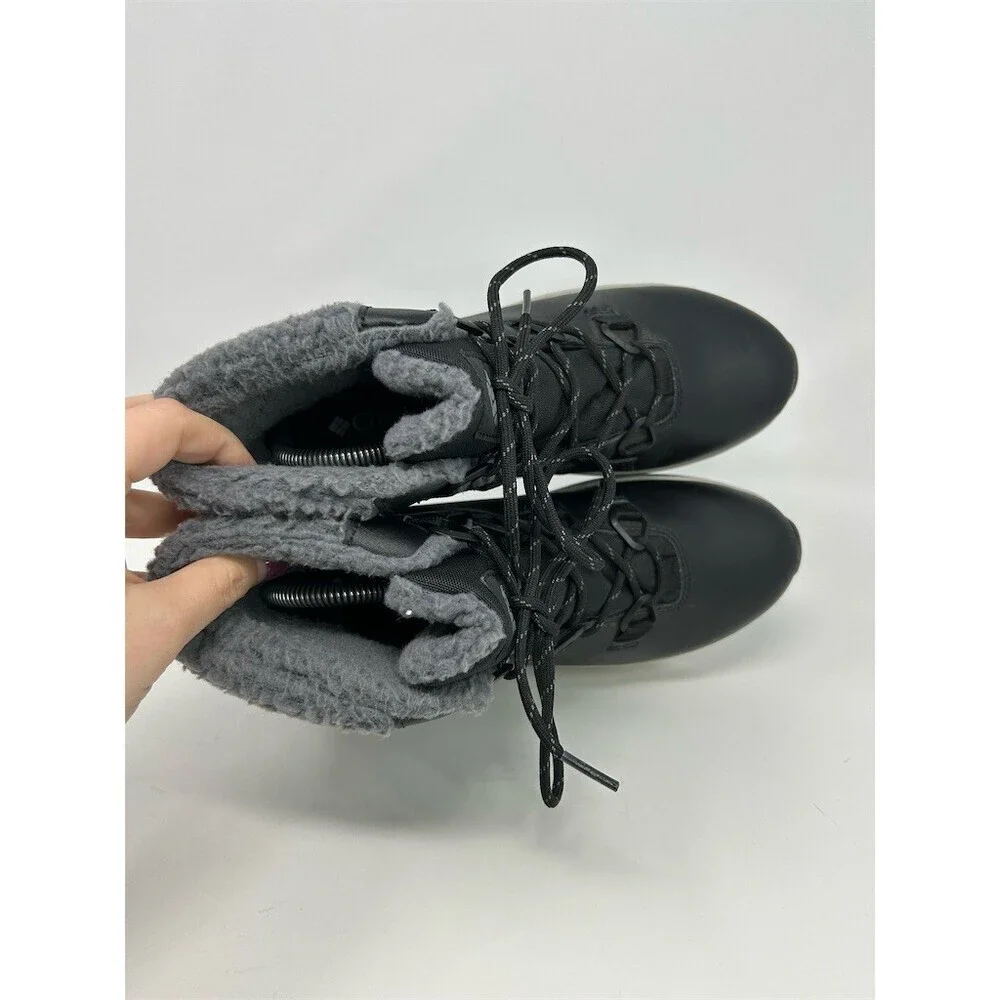 Columbia Moritza Snow Boots Black Gray Waterproof Insulated Lace Up Size 8